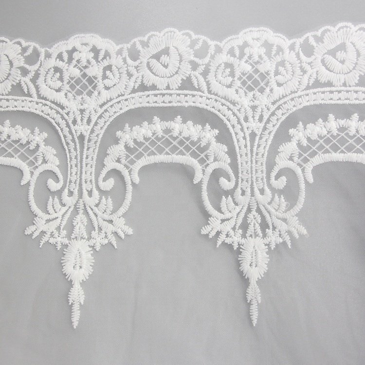 Custom Elastic Lace Trim White Lace Decoration Milk Silk Polyester Mesh Lace Trim For Clothing Decoration
