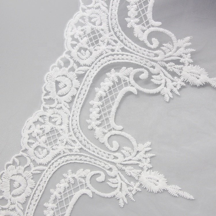 Custom Elastic Lace Trim White Lace Decoration Milk Silk Polyester Mesh Lace Trim For Clothing Decoration