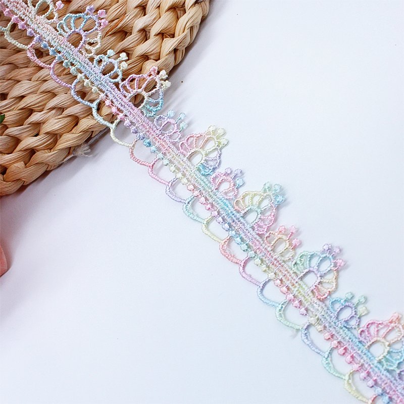 Colorful water-soluble children's clothing home textile decoration embroidery lace DIY handmade lace trim with flower dress