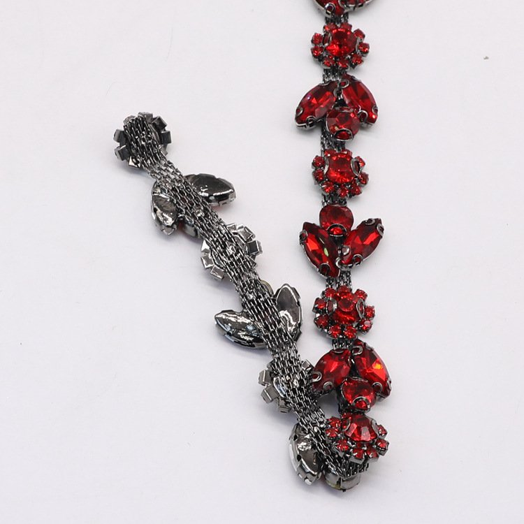 Crystal Rhinestone Trim By The Yard - Wholesale Bridal Leaf Trim - Metal Cup Chain Trim