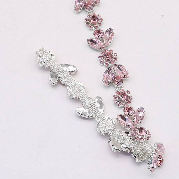 Crystal Rhinestone Trim By The Yard - Wholesale Bridal Leaf Trim - Metal Cup Chain Trim