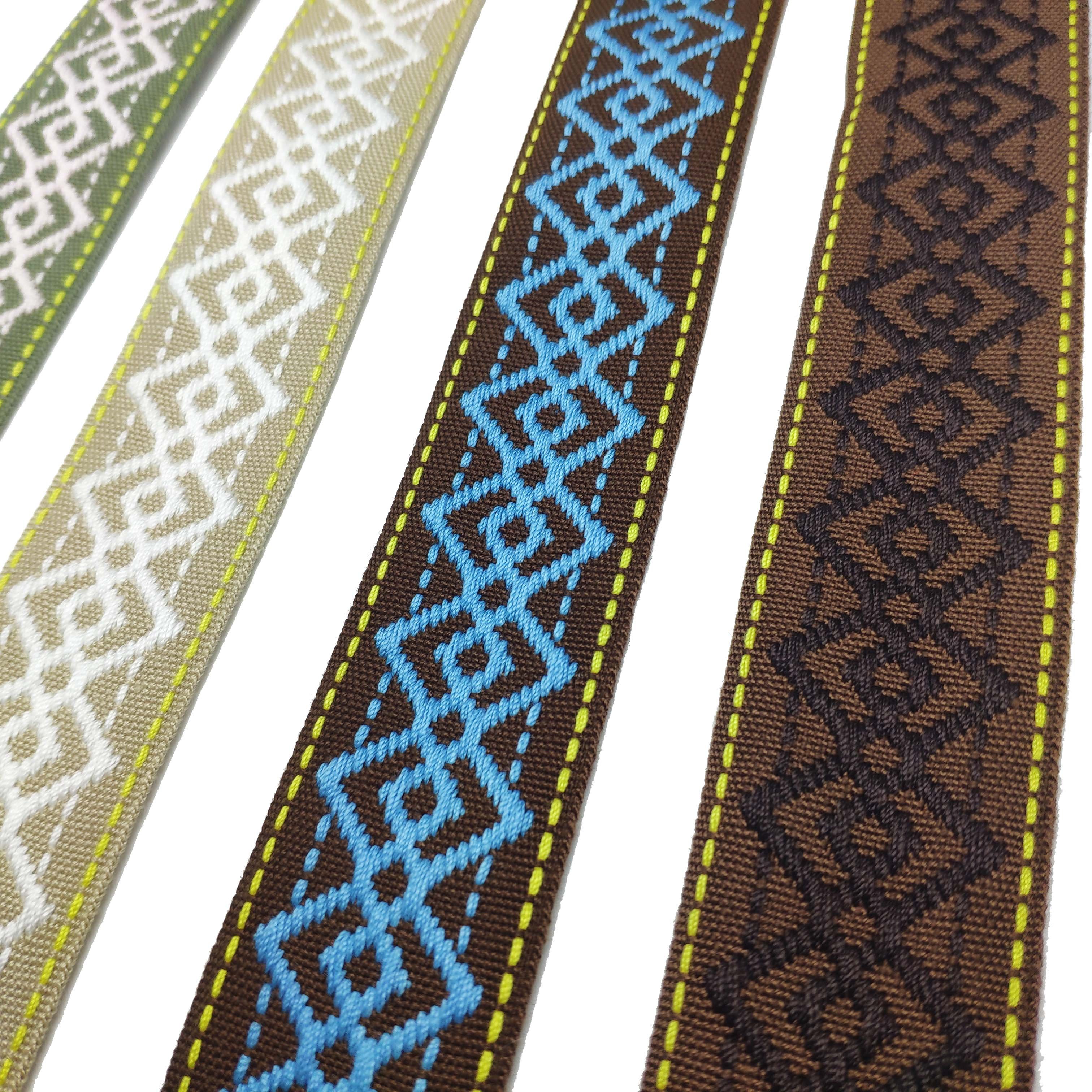 Factory Custom Jacquard Ribbon Webbing 100% PP Line Geometric Pattern Logo No Elastic Tape For Home Textiles
