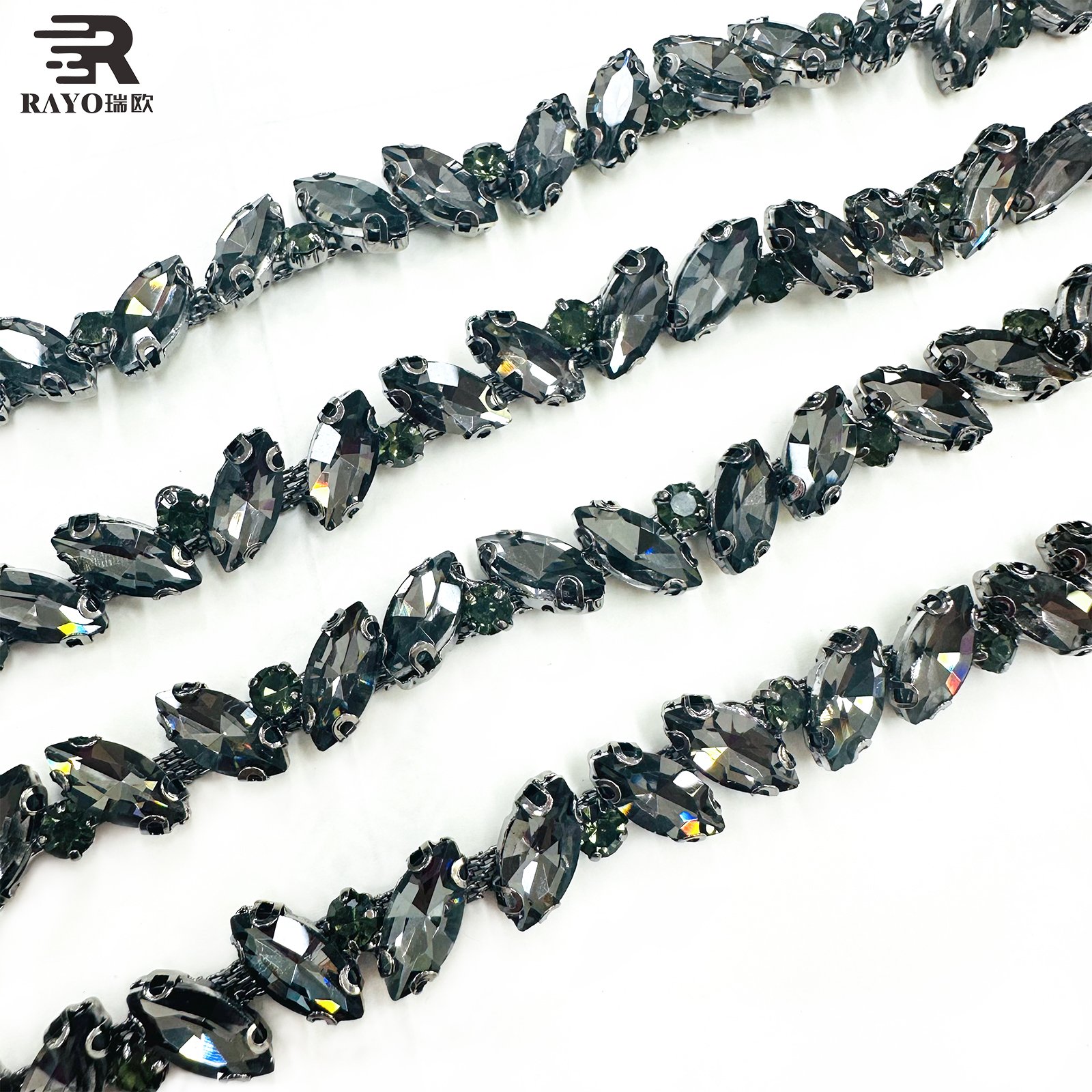 Leaf shape Rhinestone Strips Chain Trim for Sewing Craft, DIY, Wedding, Jewelry, Decoration,Many colors in stock