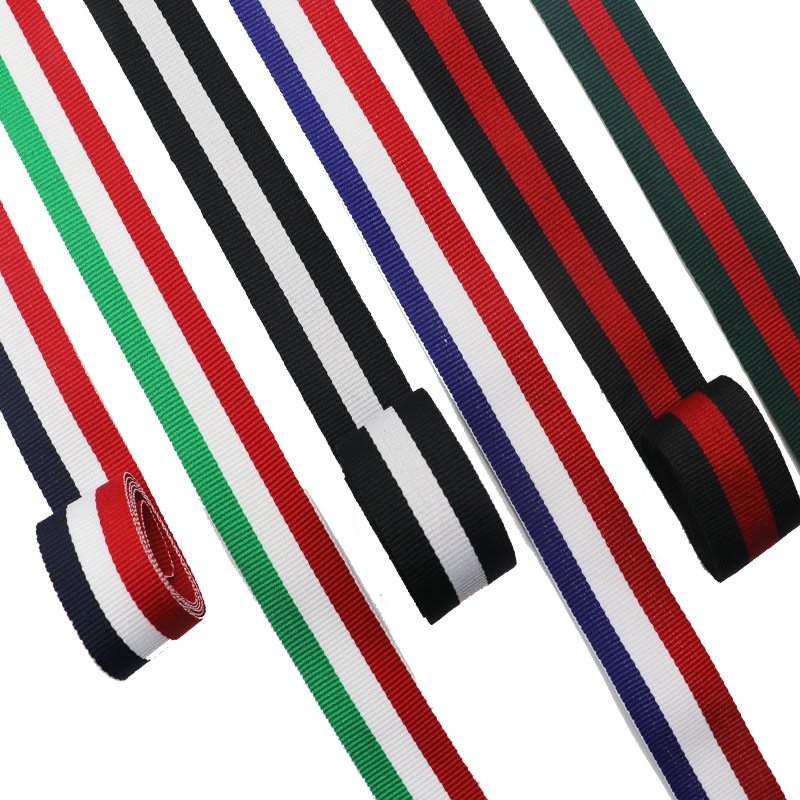 Custom Colorful polyester nylon knitting stripe twill elastic band webbing for sewing clothing Knit Stripe Tape Rib Knit Trim