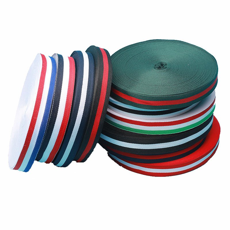 Custom Colorful polyester nylon knitting stripe twill elastic band webbing for sewing clothing Knit Stripe Tape Rib Knit Trim