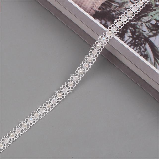 2024 Elegant Pearl Beaded Lace Trim For Unique Clothes Decoration Handmade Pearl Lace Trimming Sewing On