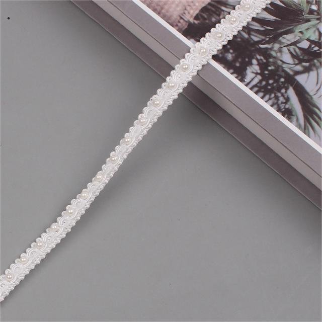 2024 Elegant Pearl Beaded Lace Trim For Unique Clothes Decoration Handmade Pearl Lace Trimming Sewing On