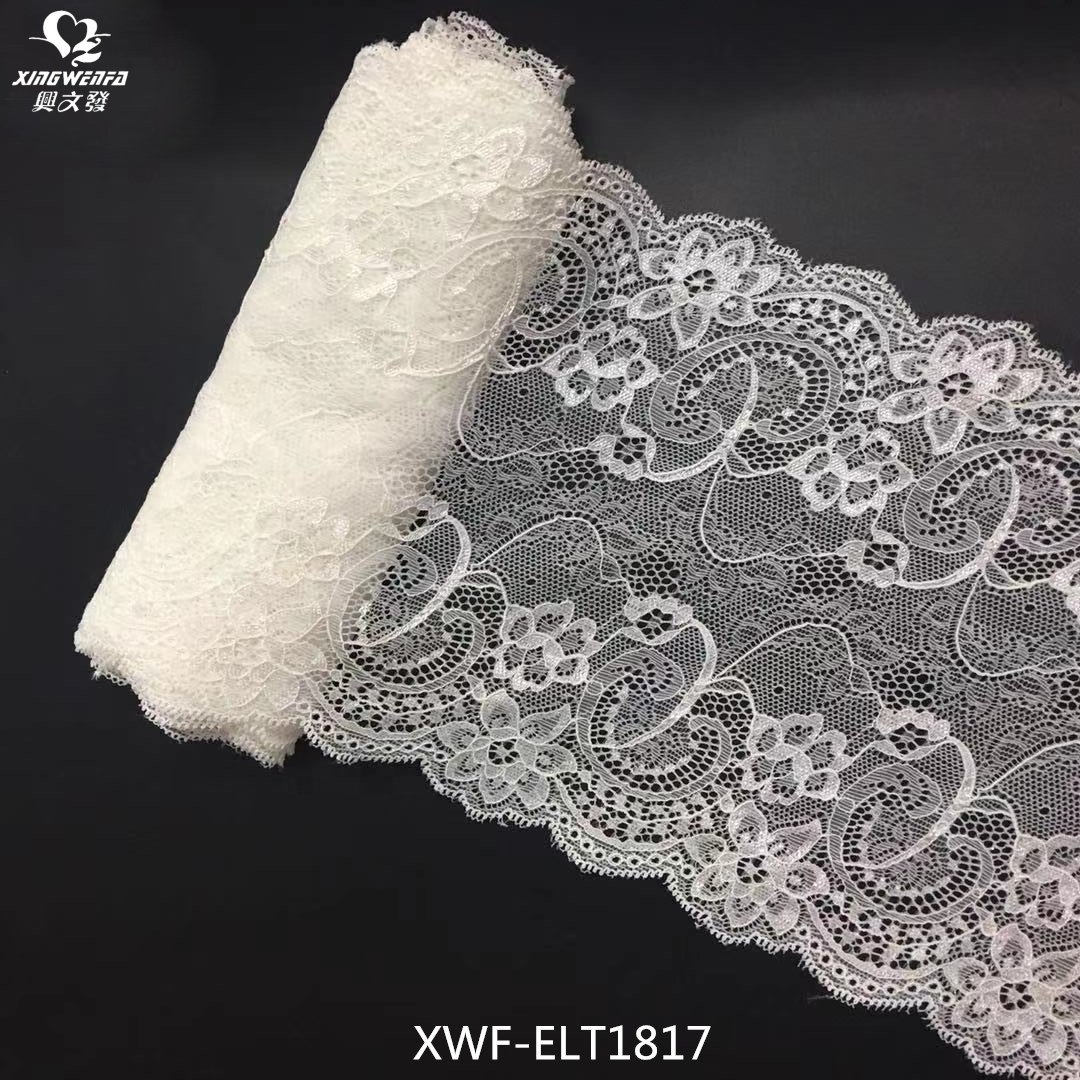 1817 new design stretch lace trim 17CM White Floral Luxury Lace Trim For Lingerie