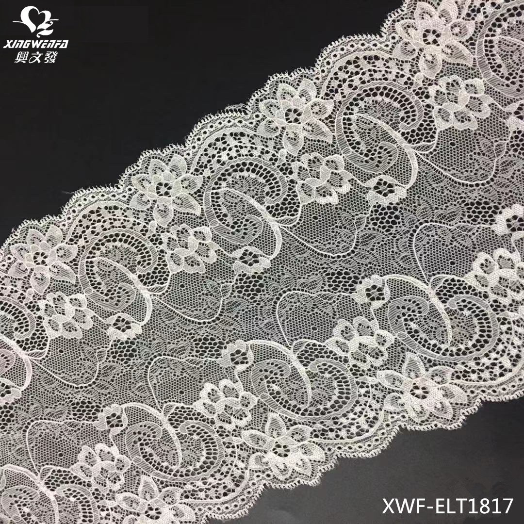 1817 new design stretch lace trim 17CM White Floral Luxury Lace Trim For Lingerie