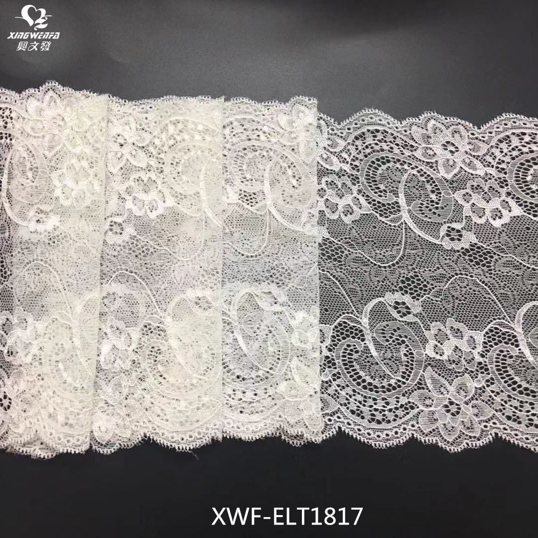 1817 new design stretch lace trim 17CM White Floral Luxury Lace Trim For Lingerie