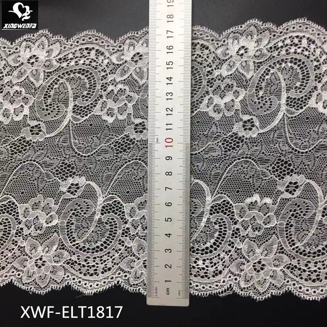 1817 new design stretch lace trim 17CM White Floral Luxury Lace Trim For Lingerie