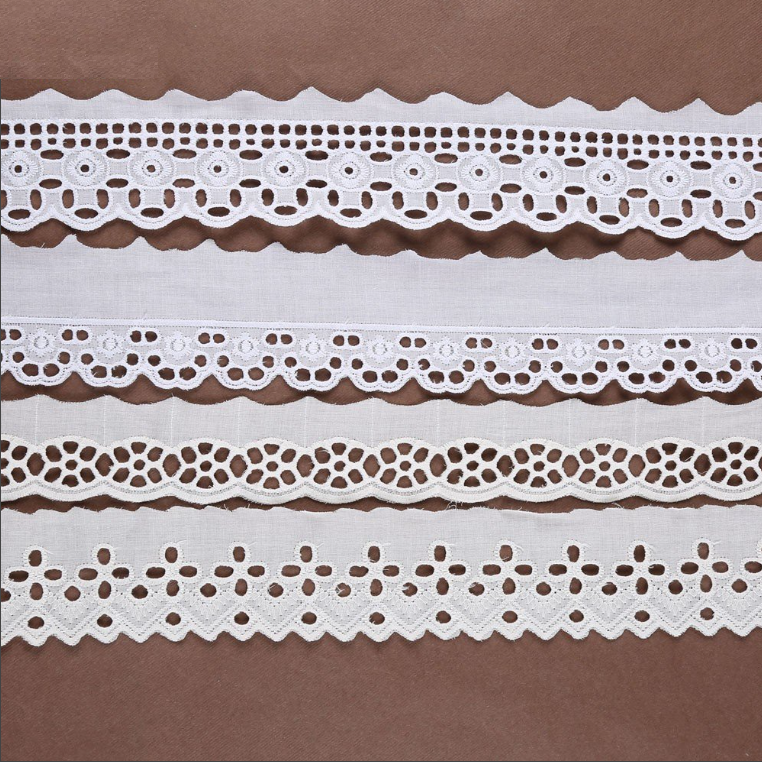 Factory Price Hot Selling African Cotton Embroidery Lace Trim For Dress Bra Underwear for Wholesale Muslim Lace Fufu