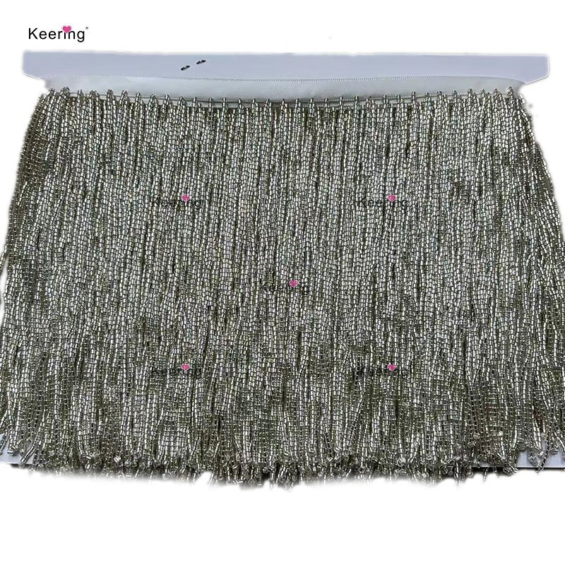 WTT-007 Keering 15cm Women Tassel Wedding Evening Dress Handmade Sewing Beaded Fringe Trim For Garment Accessories