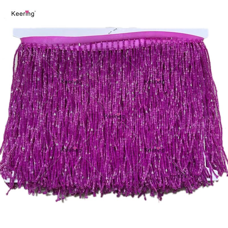 WTT-007 Keering 15cm Women Tassel Wedding Evening Dress Handmade Sewing Beaded Fringe Trim For Garment Accessories