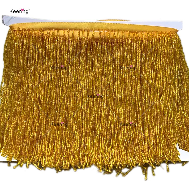 WTT-007 Keering 15cm Women Tassel Wedding Evening Dress Handmade Sewing Beaded Fringe Trim For Garment Accessories