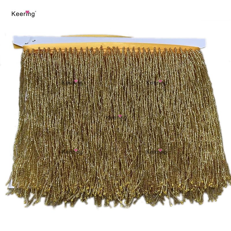 WTT-007 Keering 15cm Women Tassel Wedding Evening Dress Handmade Sewing Beaded Fringe Trim For Garment Accessories