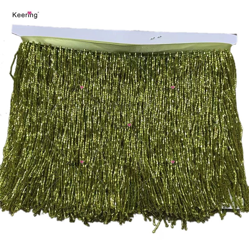 WTT-007 Keering 15cm Women Tassel Wedding Evening Dress Handmade Sewing Beaded Fringe Trim For Garment Accessories