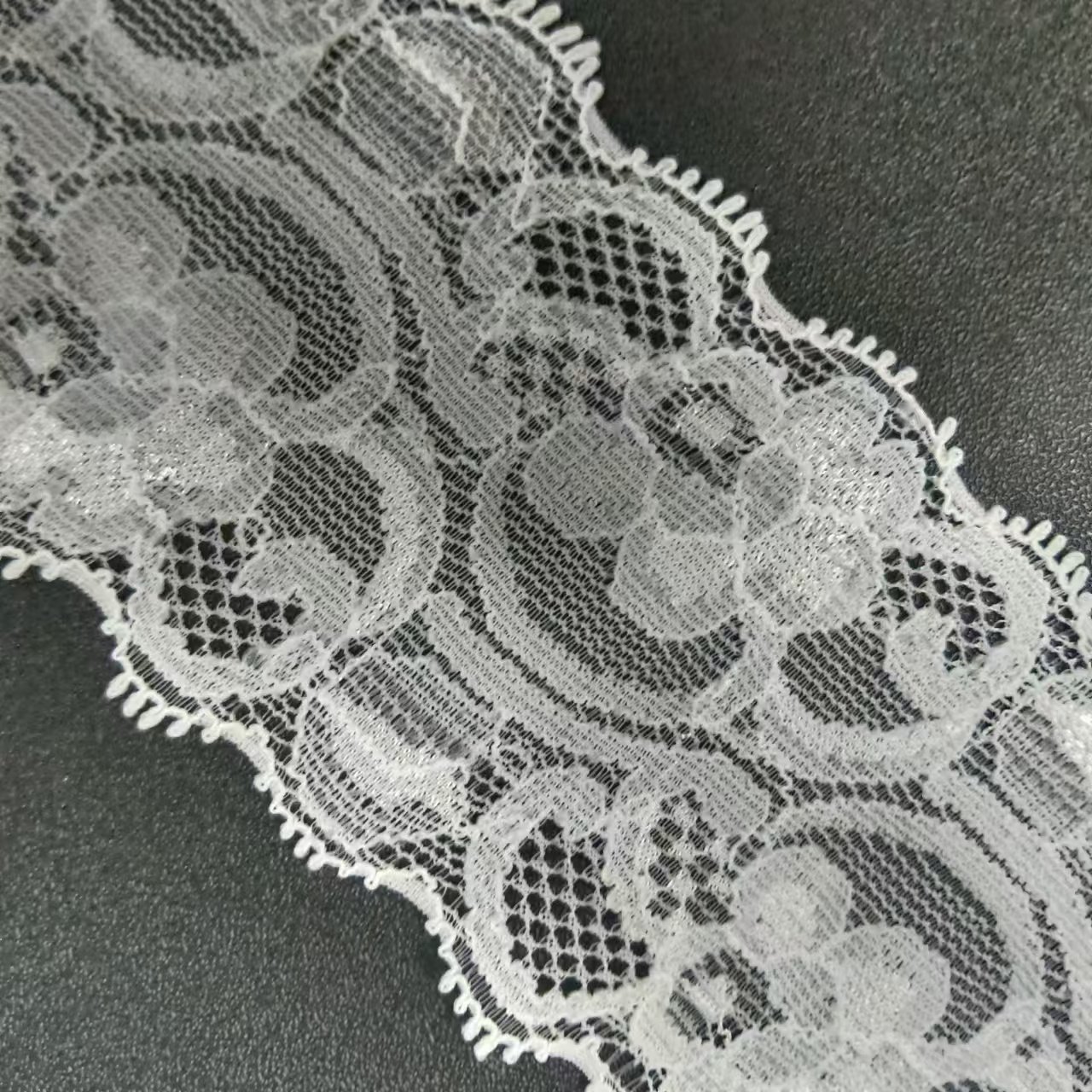 Hot Sale 5cm White Voile Elastic Knitted Trim Fabric Elegant Nylon Spandex Lace with Hollowed Flower Bra Accessories