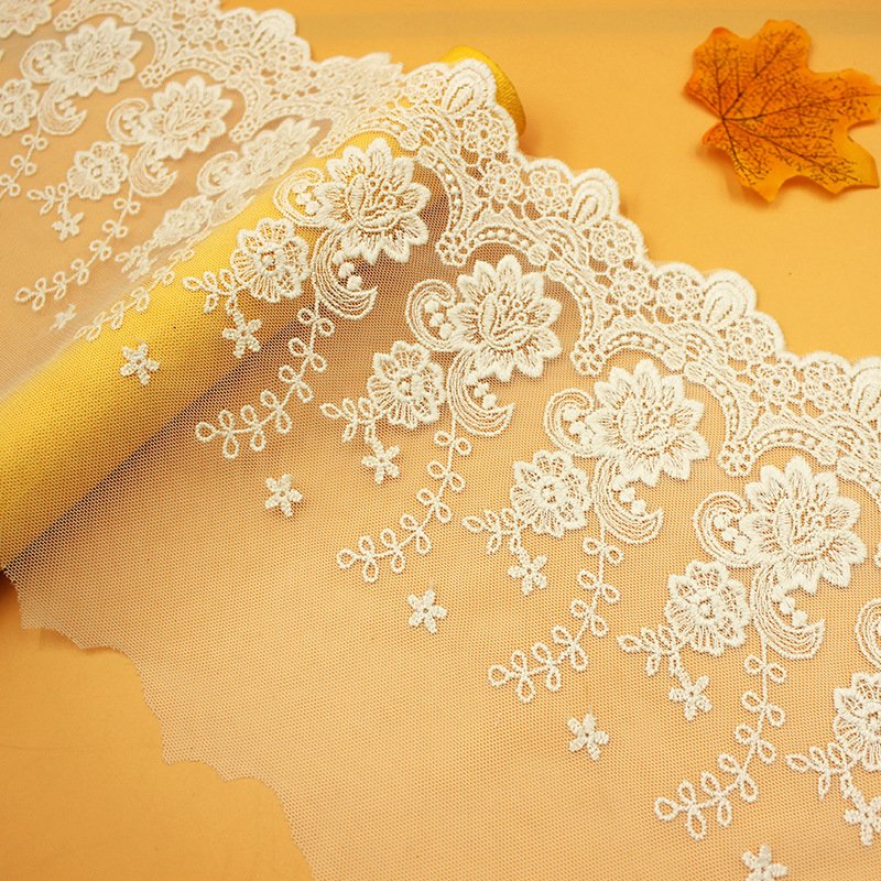 Fashion Design Flower Embroidery Lace Trimming Soft Mesh Lace Trim For Ladies Dress Clothes Embroidery