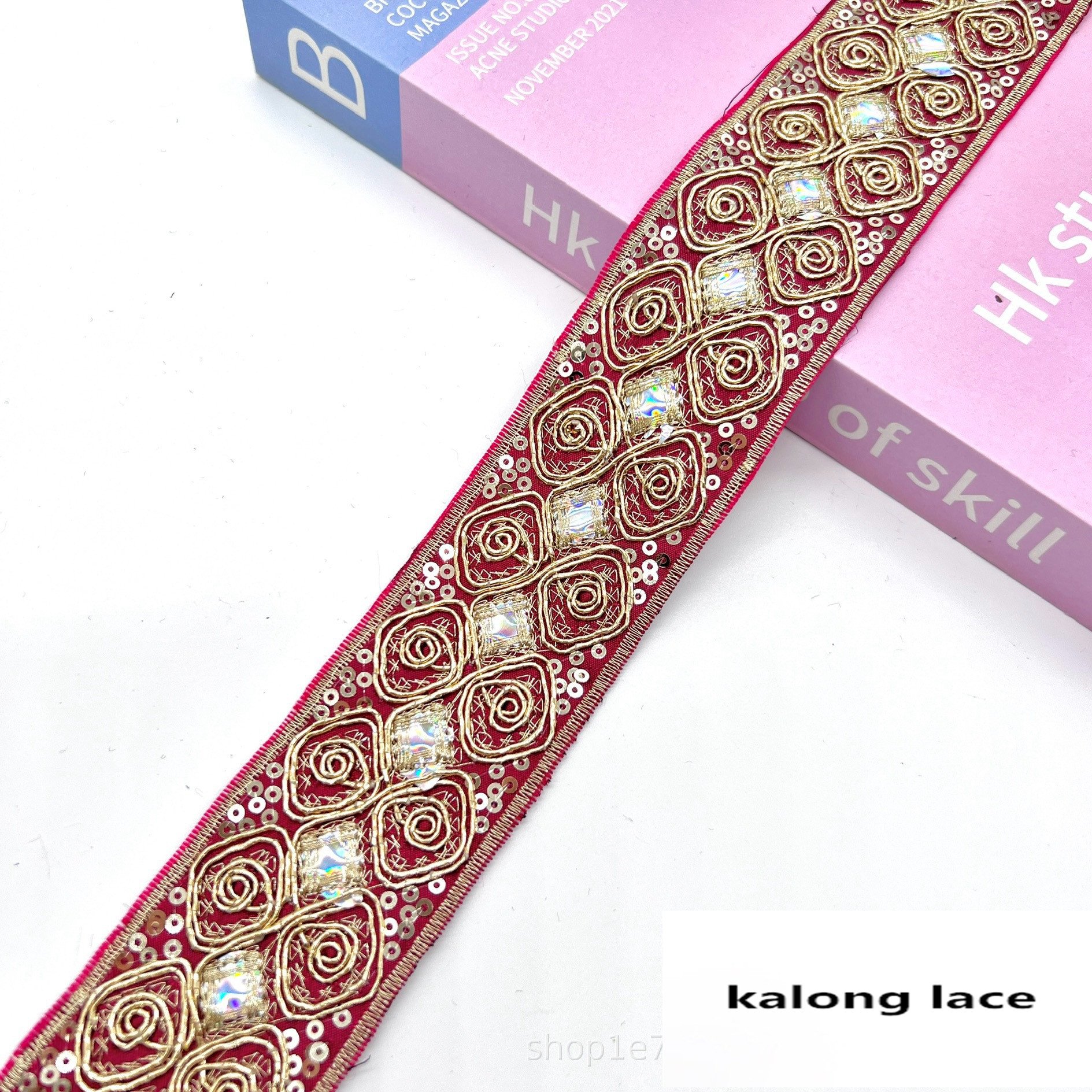 Width 4.5 cm gold sequins flowers lace Ribbon cord embroidered lace trim for cuff dress collar decoration