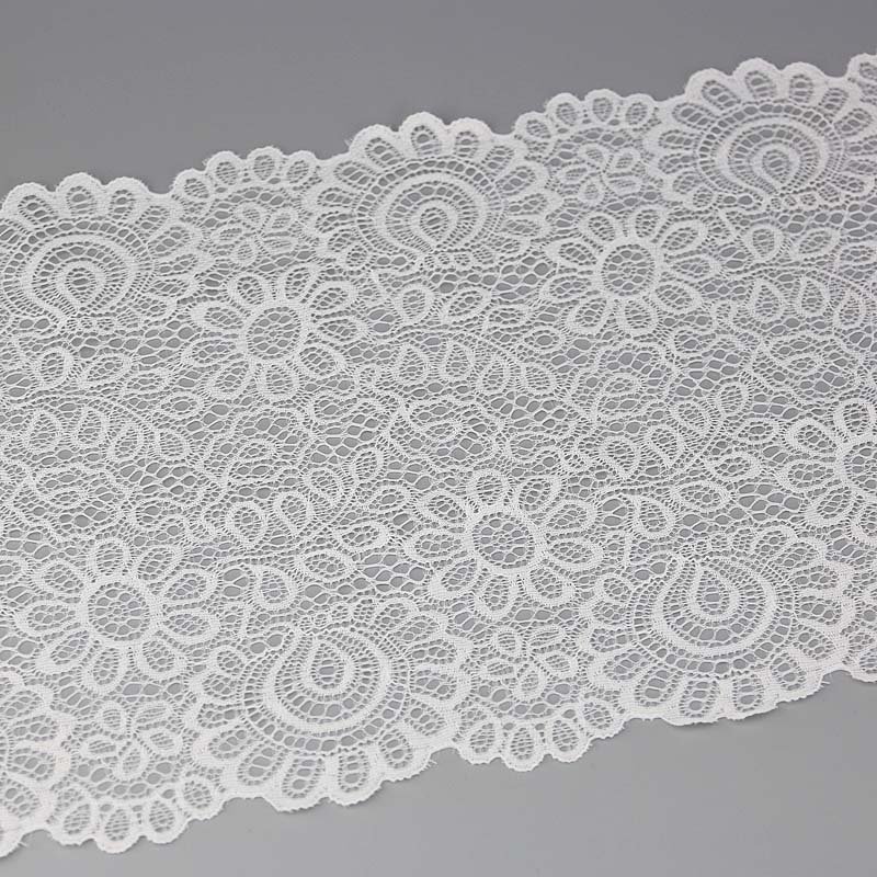 Elastic Lace Fabric French Hollow Underwear Stretch Ribbon Trim DIY French Hollow Underwear Lace (3 Meters) 22cm White