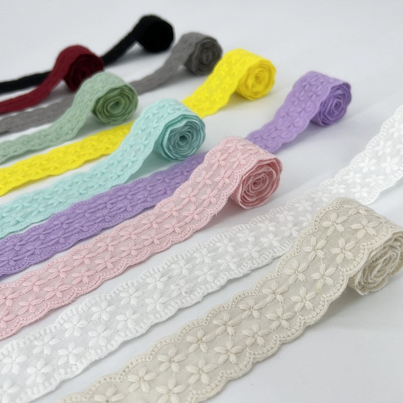 Embroidery Cotton Eyelet Lace Trimming Wide 3 cm Wholesale Multi Colors Embroidery Garment Accessories