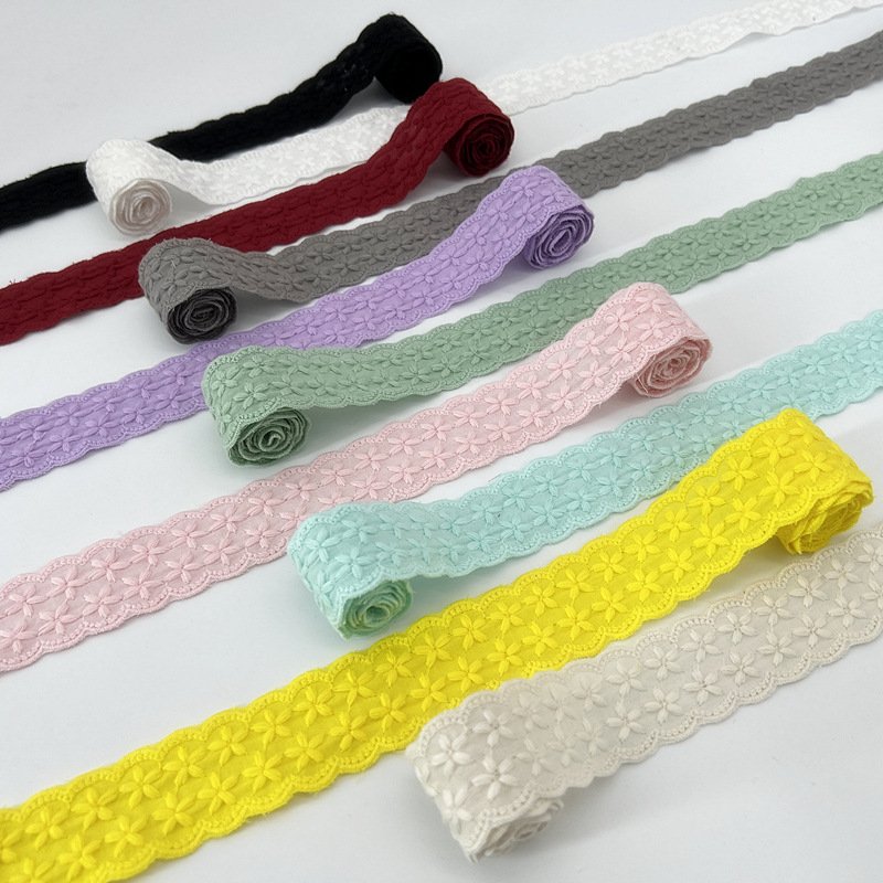 Embroidery Cotton Eyelet Lace Trimming Wide 3 cm Wholesale Multi Colors Embroidery Garment Accessories