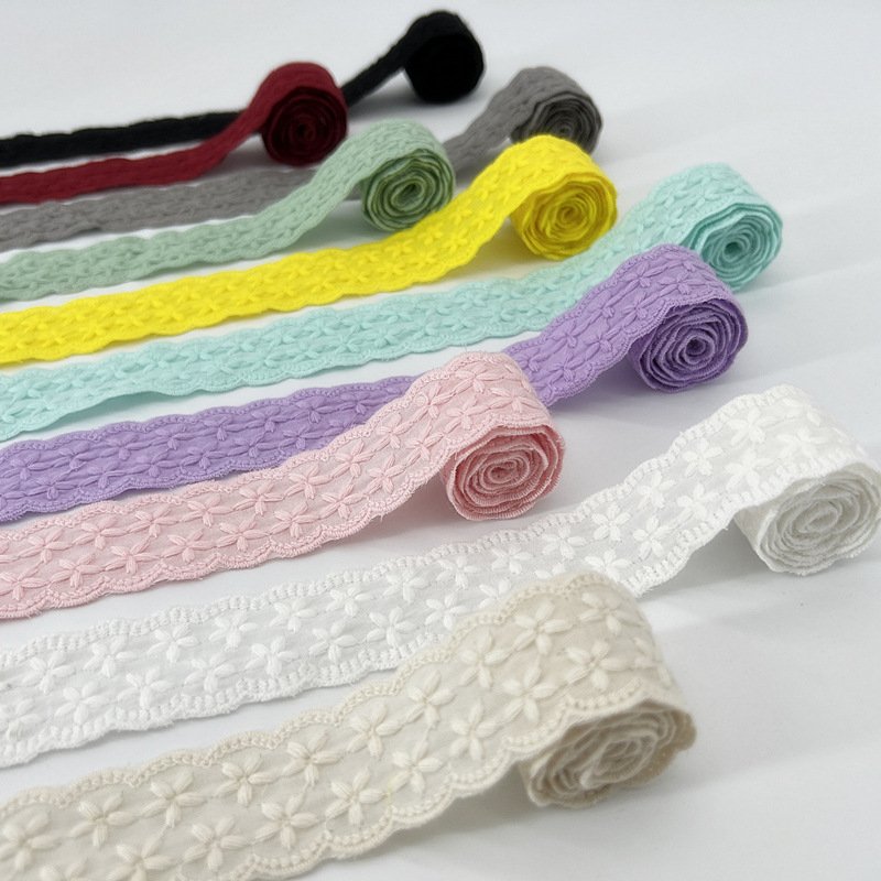Embroidery Cotton Eyelet Lace Trimming Wide 3 cm Wholesale Multi Colors Embroidery Garment Accessories