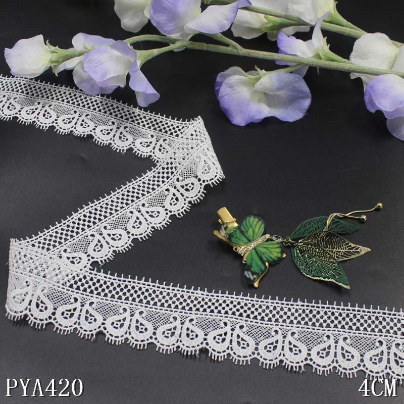 Factory Wholesale Embroidered Water Soluble White Guipure 4cm Black Milk Silk flower chemical Lace Polyester Trim