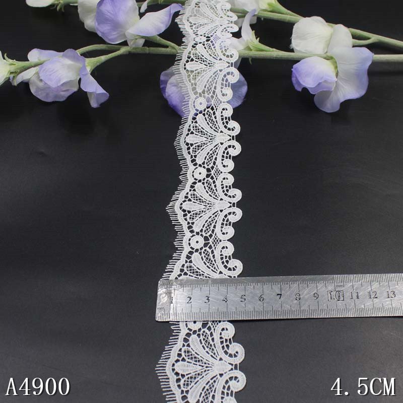 Factory Wholesale Embroidered Water Soluble White Guipure 4cm Black Milk Silk flower chemical Lace Polyester Trim