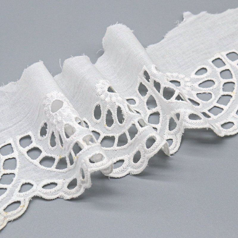 High-grade pure cotton cotton lace trim exquisite eyelets embroidered lace trim for dress