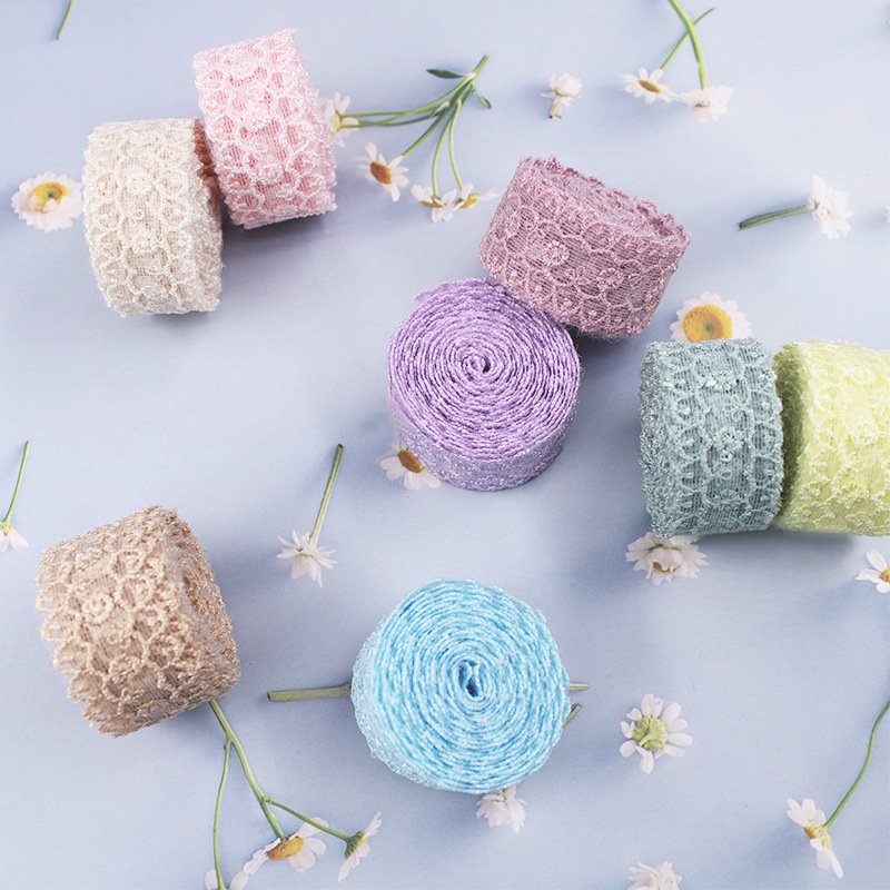 Sampling 10 Yards 25mm polyester silk ribbon Floral Embroidery lace trimmings for handmade DIY