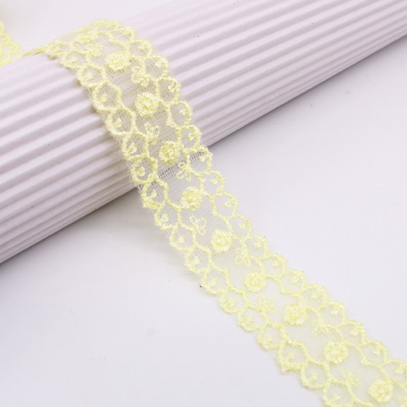 Sampling 10 Yards 25mm polyester silk ribbon Floral Embroidery lace trimmings for handmade DIY