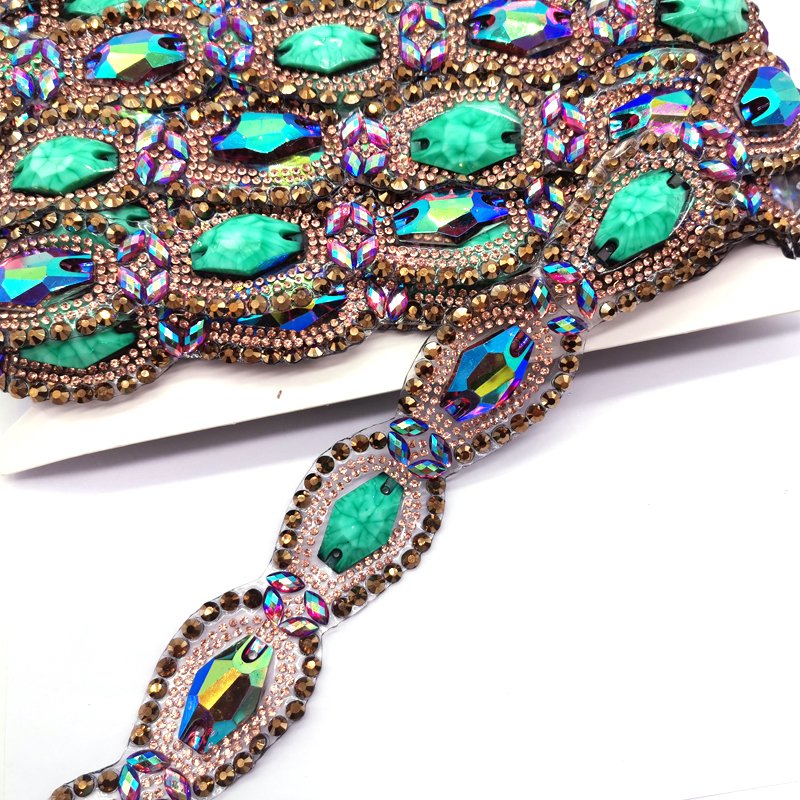 Carnival Craft Handmade Iron-On Iridescent Resin Stone Applique Trimming Assorted Designs Hot Fix Jewelry Trim