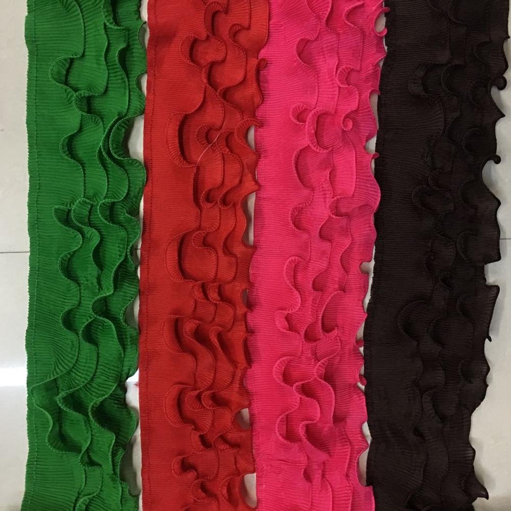 Select colors Pleated Ruffle Lace Border Lace Trimming For Dress