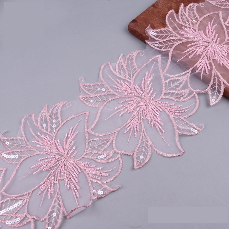 Beaded Laces Lace Trim French Tulle Lace Fabric For Wedding Evening Dress