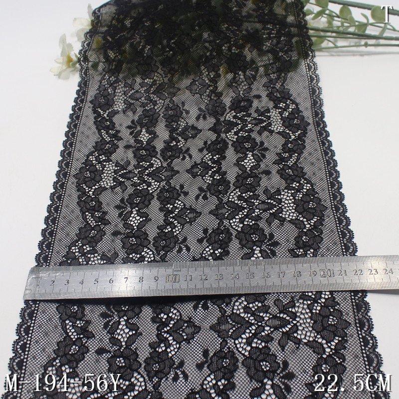 Wholesale 22Cm Width white Stretch Lace Trim fancy Flowers lace For Garment Craft Wedding Dress Decorative