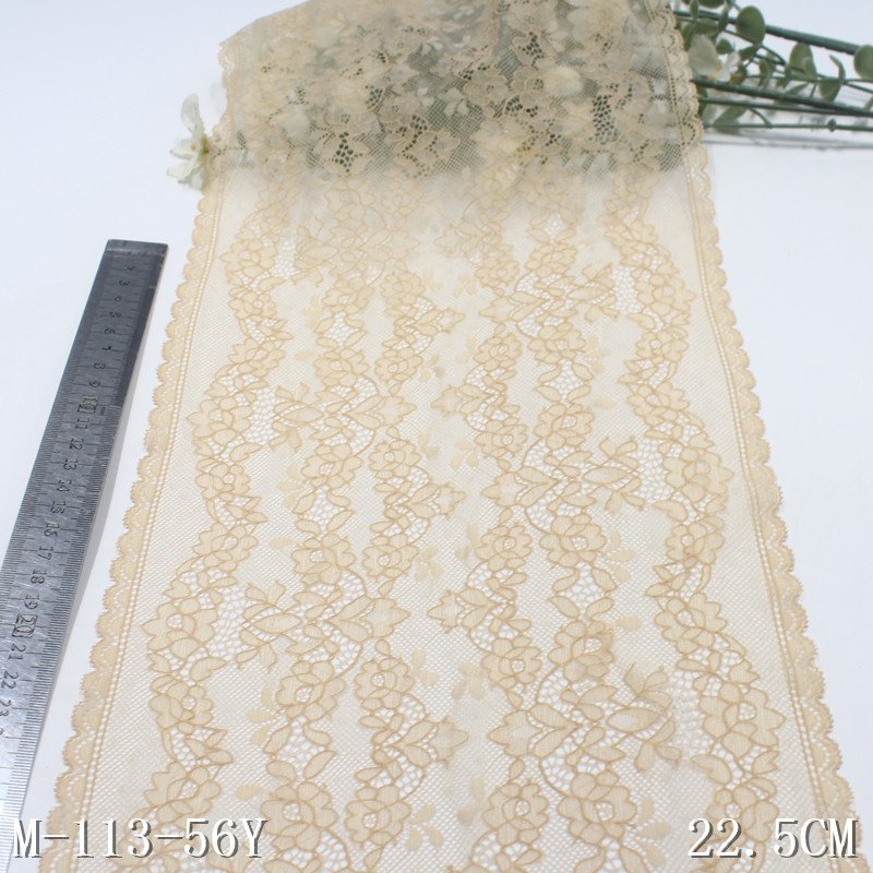 Wholesale 22Cm Width white Stretch Lace Trim fancy Flowers lace For Garment Craft Wedding Dress Decorative