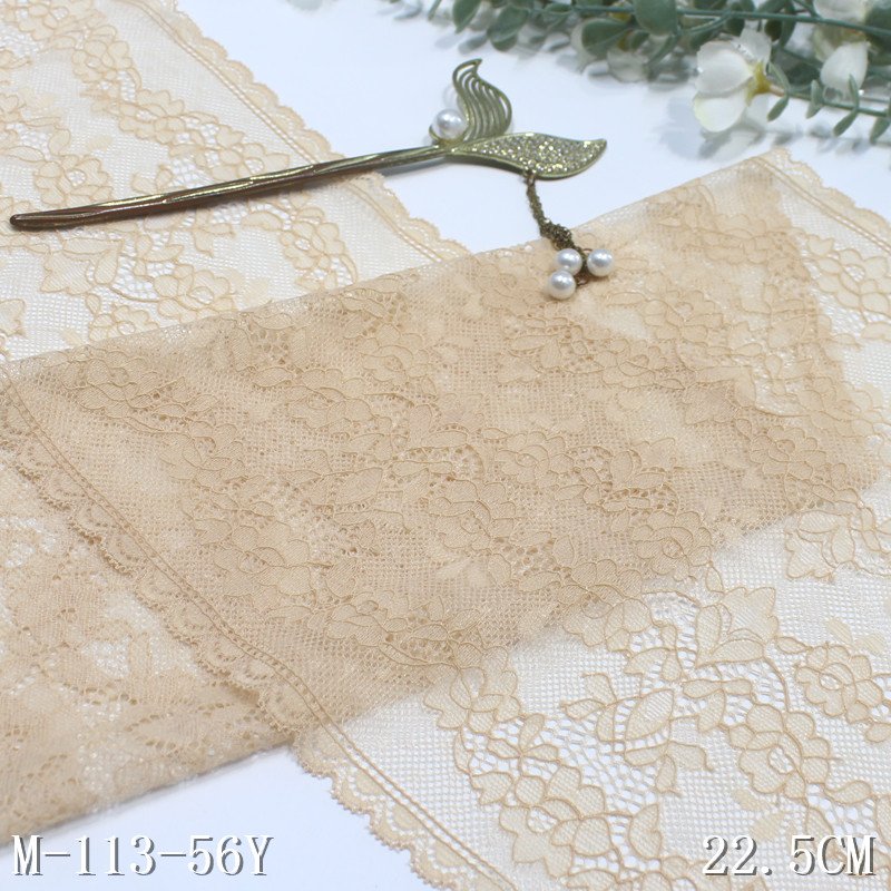Wholesale 22Cm Width white Stretch Lace Trim fancy Flowers lace For Garment Craft Wedding Dress Decorative