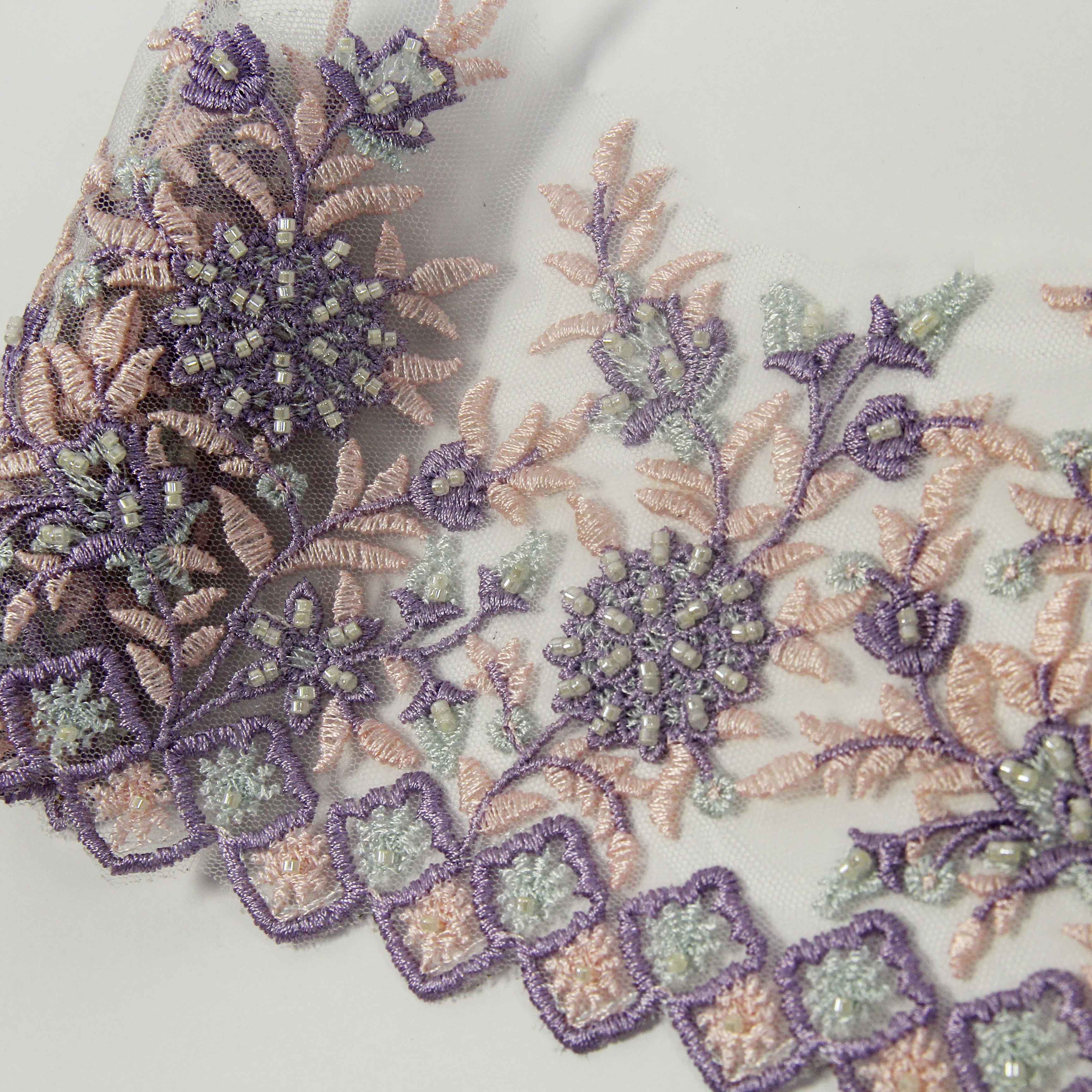New colorful custom wedding dress beaded border lace trim