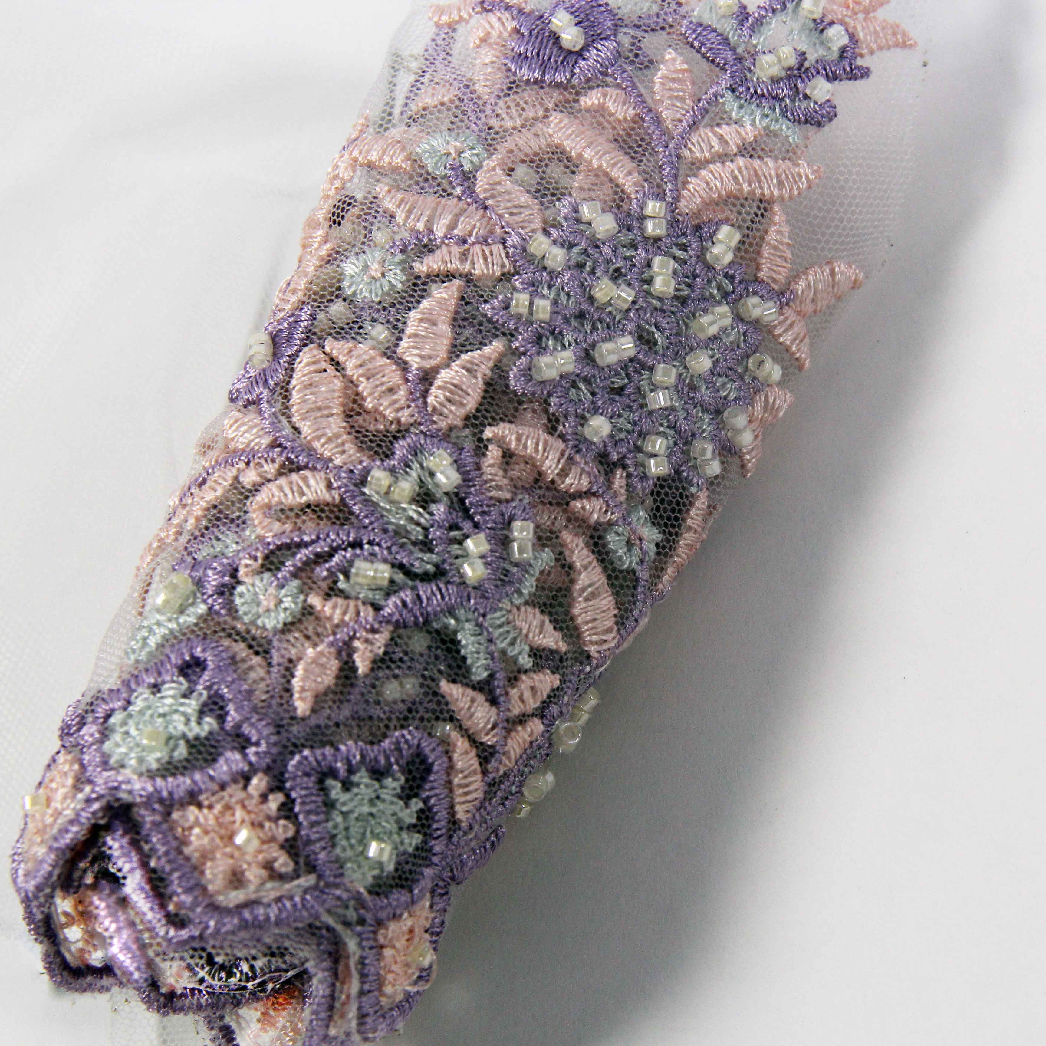 New colorful custom wedding dress beaded border lace trim