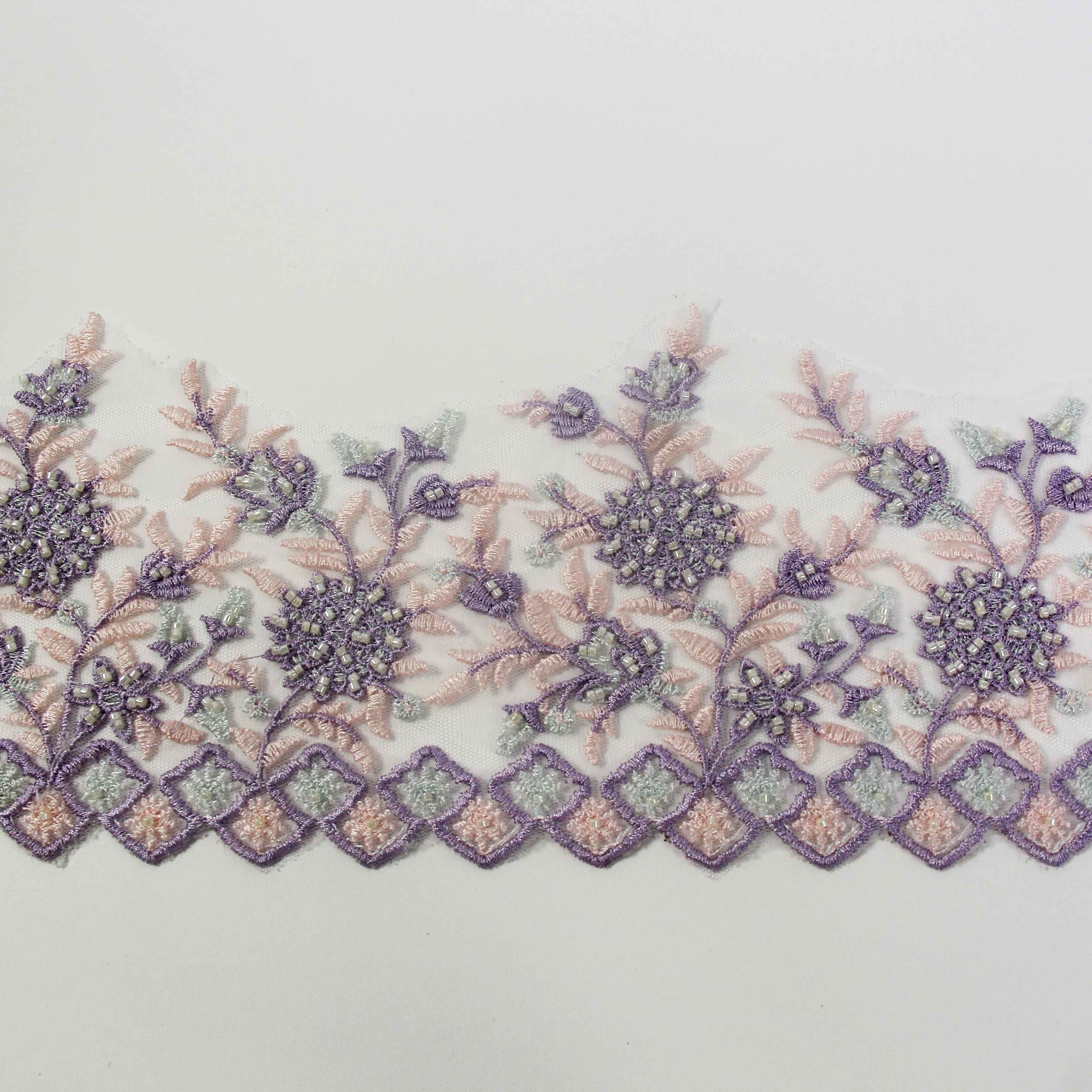 New colorful custom wedding dress beaded border lace trim