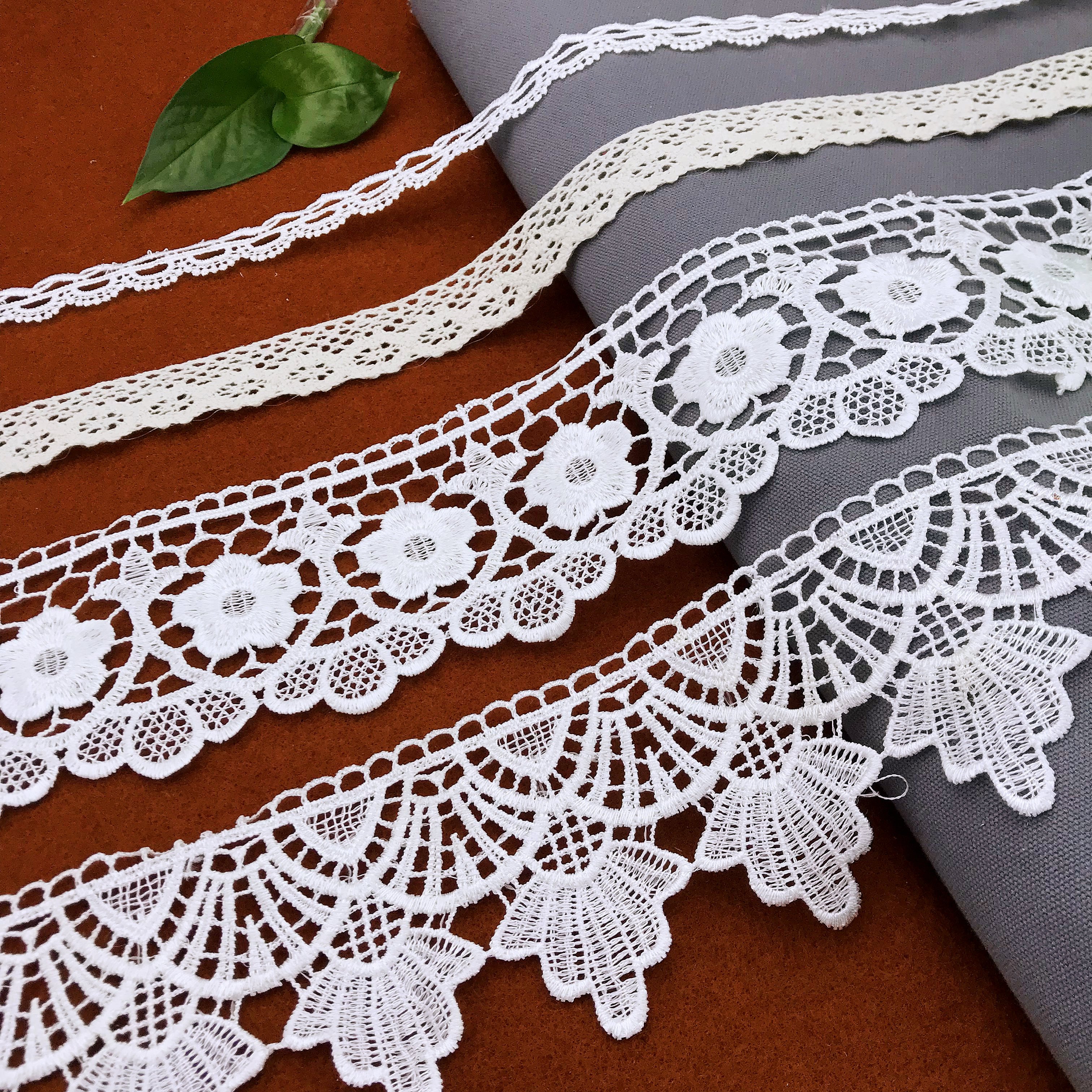 Free Sample lace embroidery White Border elastic lace trim wholesale stretch lace for Dress Border