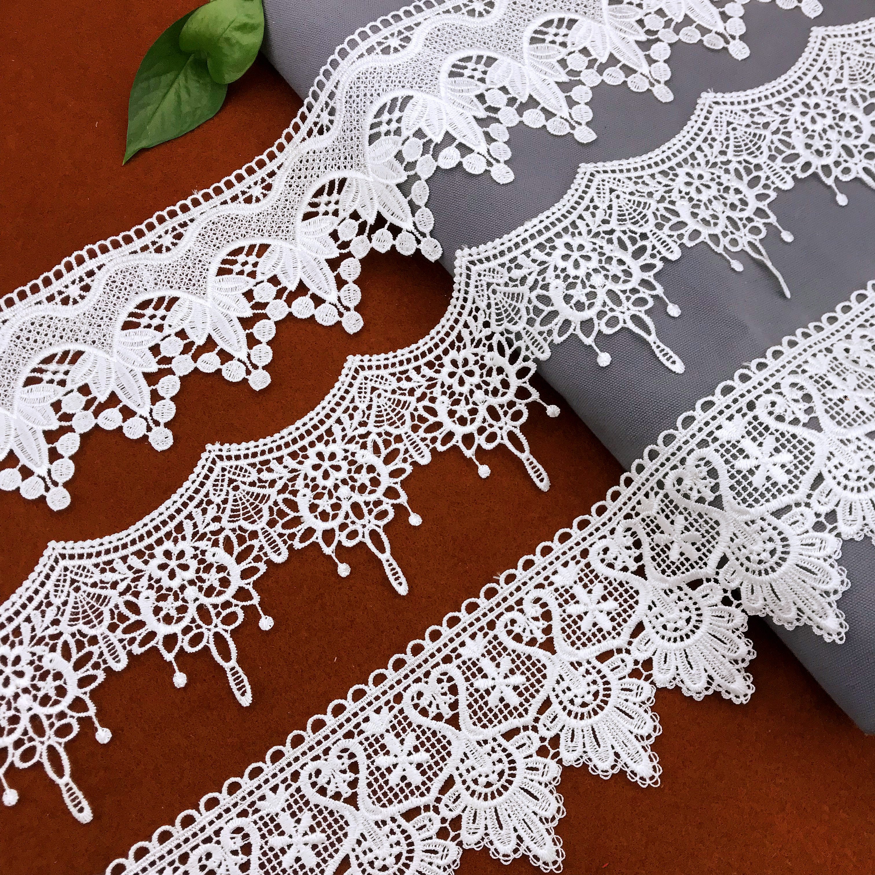 Free Sample lace embroidery White Border elastic lace trim wholesale stretch lace for Dress Border