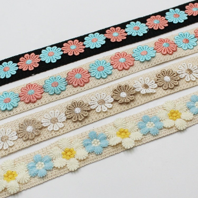 Manufacture beige 1 inch 3.5cm cotton crochet edging ribbon trims flower jacquard borders for garment dresses clothes