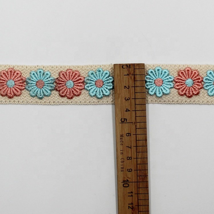 Manufacture beige 1 inch 3.5cm cotton crochet edging ribbon trims flower jacquard borders for garment dresses clothes