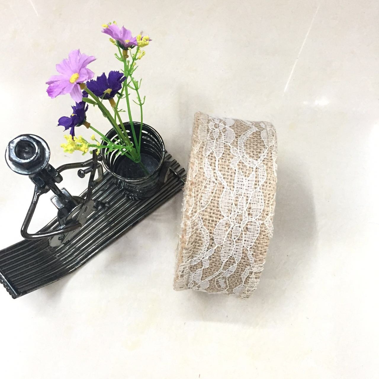 Factory direct sales DIYHandmade Christmas wedding craft lace burlap roll Lace ribbon burlap roll