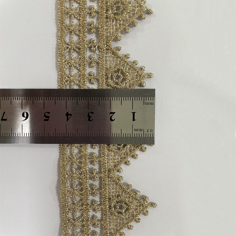 2023 Manufacturer Supply High Quality Golden Lurex Crochet Shiny Glitter Lace Trim For Garment