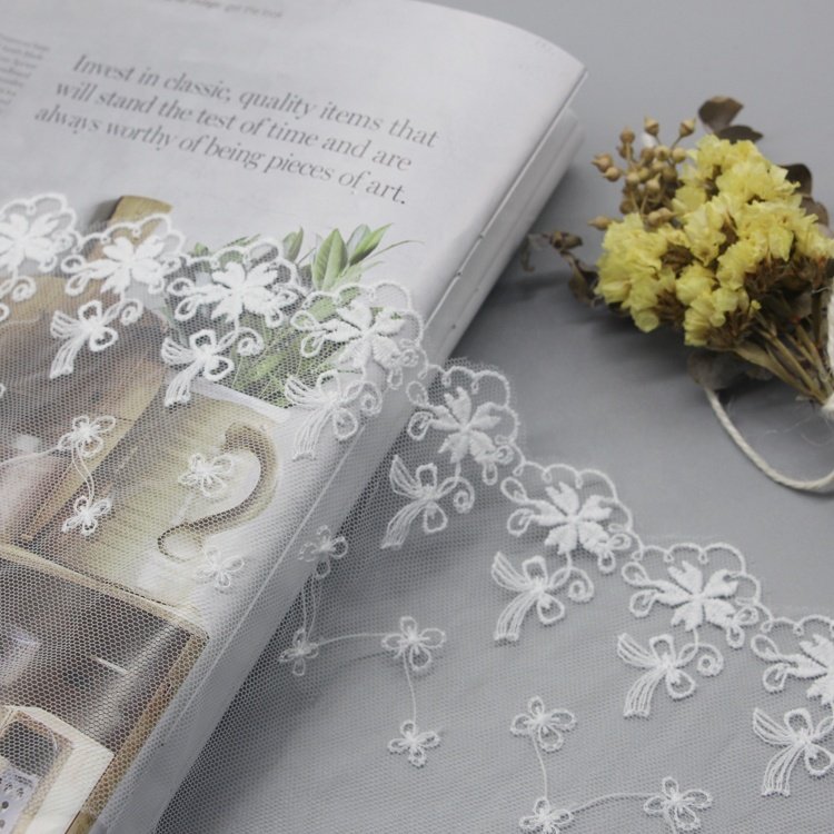 Custom Color Flower Lace Trimming Embroidery Lace Mesh Trim Polyester Lace Fabric For Dress Skirts Underwear