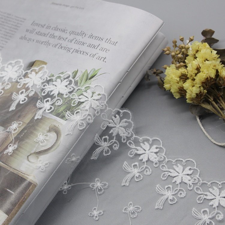 Custom Color Flower Lace Trimming Embroidery Lace Mesh Trim Polyester Lace Fabric For Dress Skirts Underwear